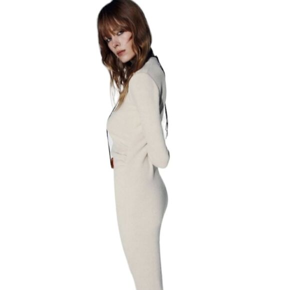 Zara Knit Midi Dress Long Sleeves Color Sand Size Medium - Picture 17 of 17